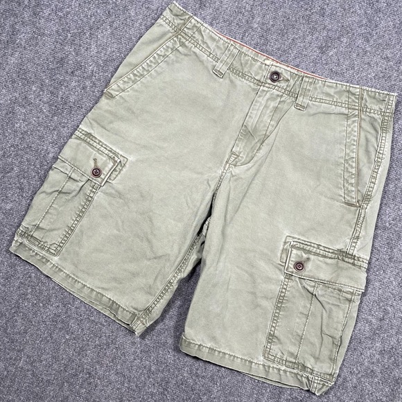 Lucky Brand Cargo Shorts Men's 33 Army Green Sun-washed Fade - Picture 1 of 9